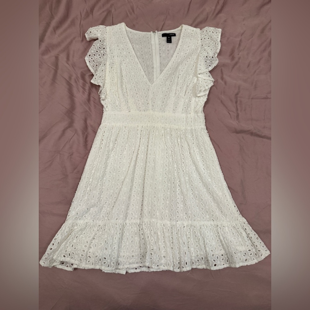 Aqua White Eyelet Sleveless Mini Dress